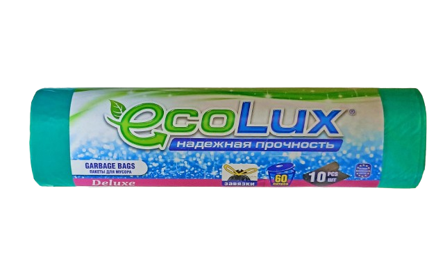 Пакеты для мусора "ECOLUX DELUXE" 60л (зелен)