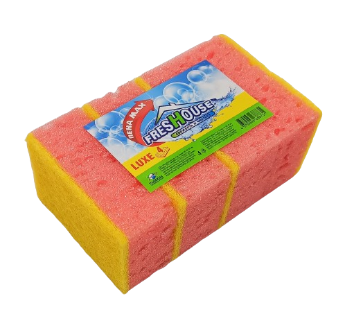 Губка для посуды FRESHOUSE ПЕНА MAX LUXE 4 шт.