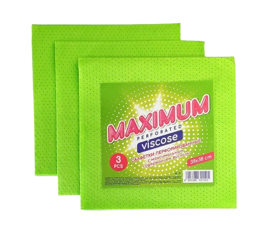 MAXIMUM Салфетки перфор. 38*38 (зеленые) 3шт.