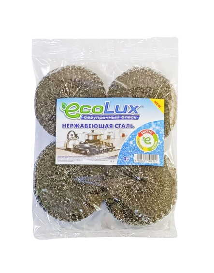 ECOLUX ГУБКА металлическая 4 шт.