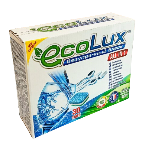 ECOLUX-30 ТАБЛЕТКИ ДЛЯ ПОСУДОМОЕЧНЫХ МАШИН 30 в упак.NEW