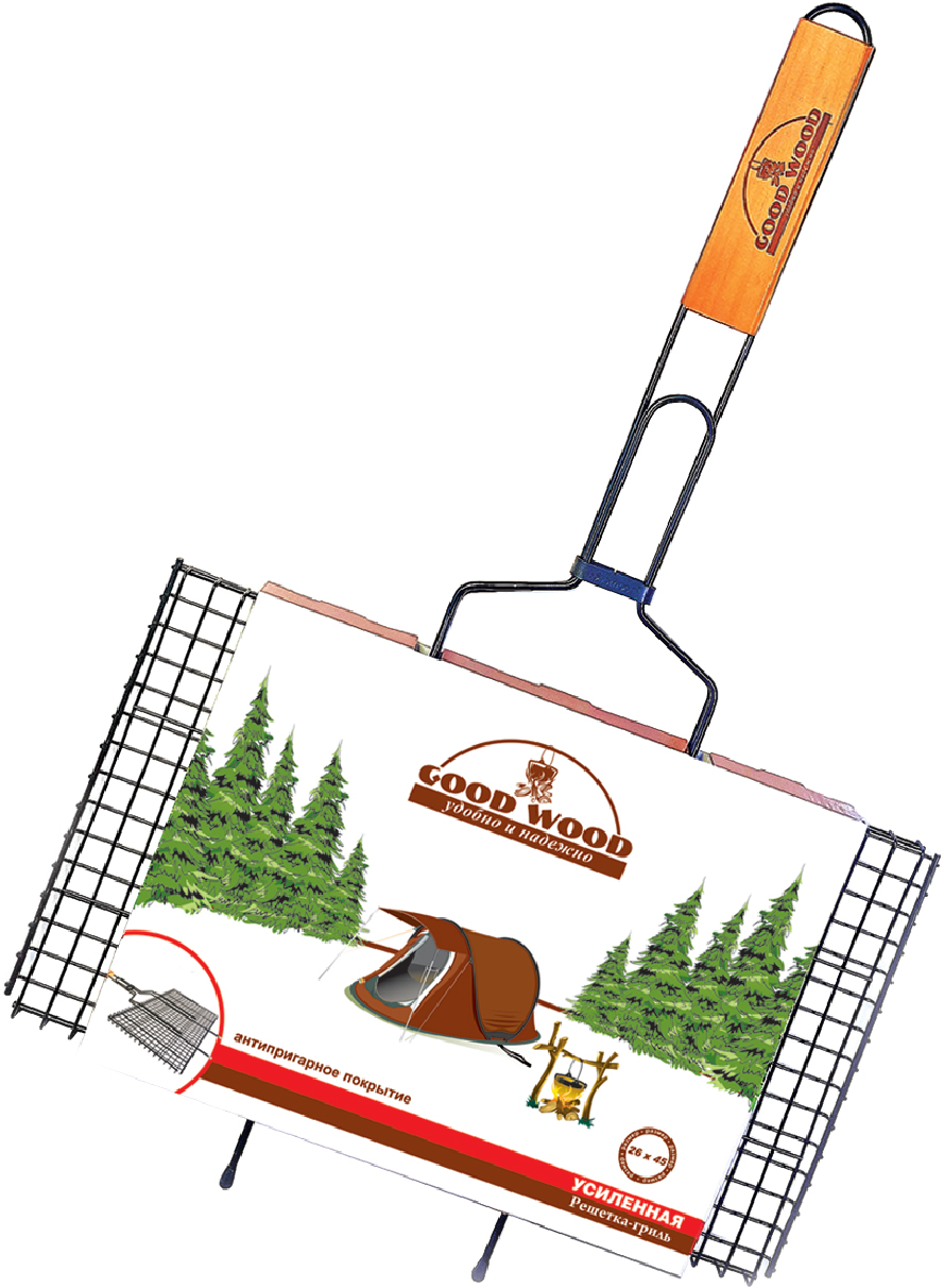 GOOD WOOD РЕШЕТКА-ГРИЛЬ 26*45 СМ С АНТИПРИГАРНЫМ ПОКРЫТИЕМ