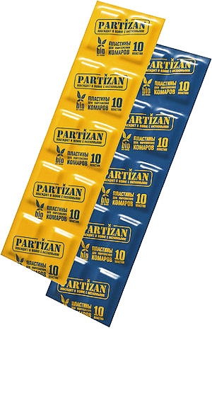 PARTIZAN ПЛАСТИНЫ для уничтожения КОМАРОВ к электрофумигатору (СИНИЕ)