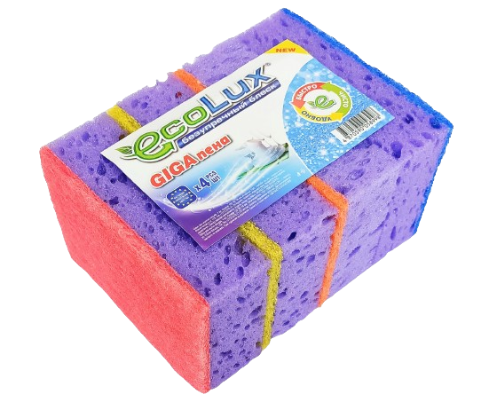 Губка для посуды "ECOLUX  GIGA ПЕНА" 4 шт.