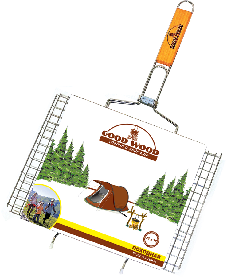 GOOD WOOD РЕШЕТКА-ГРИЛЬ ПОХОДНАЯ 26*35СМ