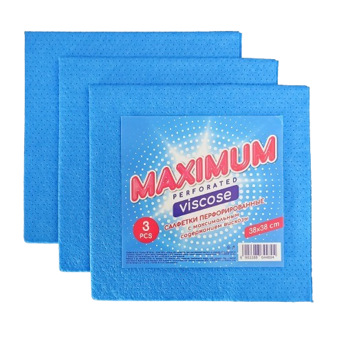 MAXIMUM Салфетки перфор. 38*38 (голубые) 3шт.