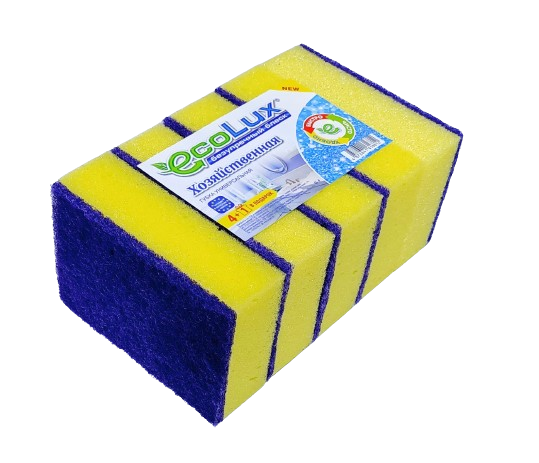 Губка для посуды "ECOLUX  Хозяйственная" 4+1шт.