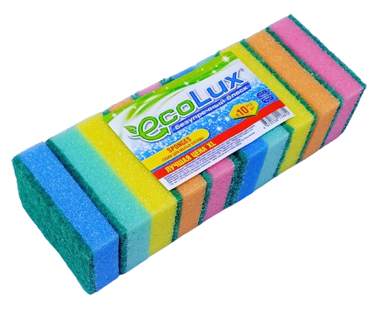 Губка для посуды "ECOLUX ЛУЧШАЯ ЦЕНА XL" 10шт.