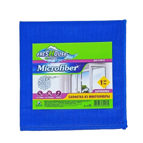 Микрофибра для стекол FRESHOUSE MICROFIBER (синий)