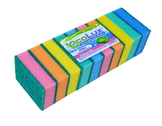 Губка для посуды "ECOLUX DELUXE XXL" 10шт.