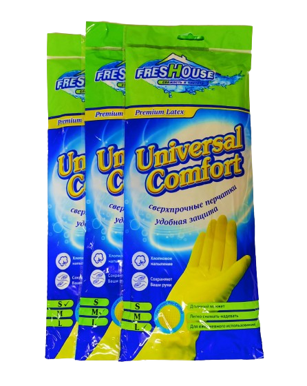 FRESHOUSE перчатки PREMIUM LATEX желт.S NEW