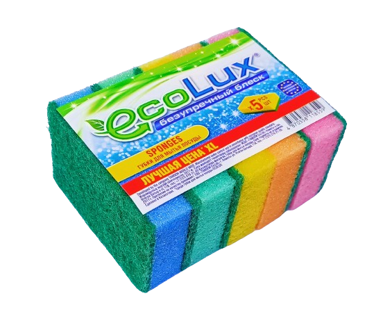 Губка для посуды "ECOLUX ЛУЧШАЯ ЦЕНА XL" 5шт.