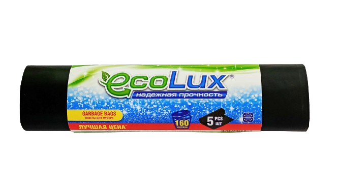 Пакеты для мусора "ECOLUX ЛУЧШАЯ ЦЕНА" 160л/5шт