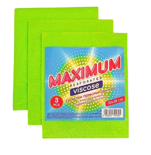 MAXIMUM Салфетки перфор. 30*38 (зеленые) 3шт.
